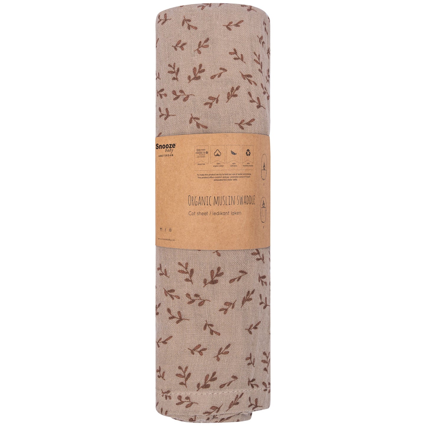 Muslin Cloth Baby 80x80 cm Organic Hazel Brown_Muslin Cloths_Snoozebaby