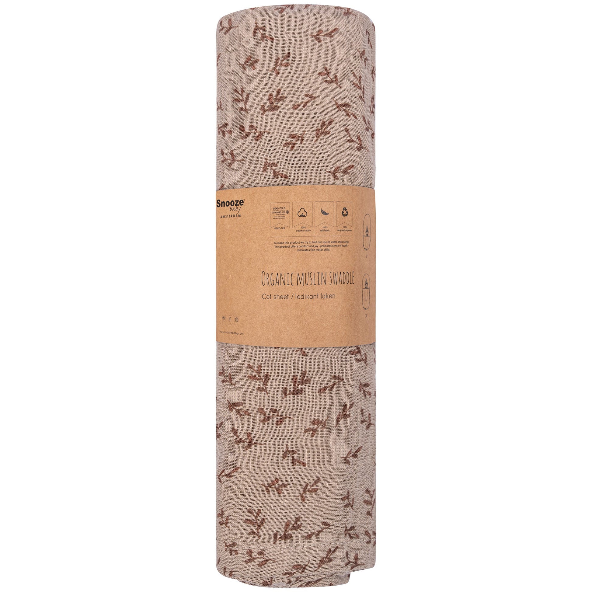 Muslin Cloth Baby 80x80 cm Organic Hazel Brown_Muslin Cloths_Snoozebaby