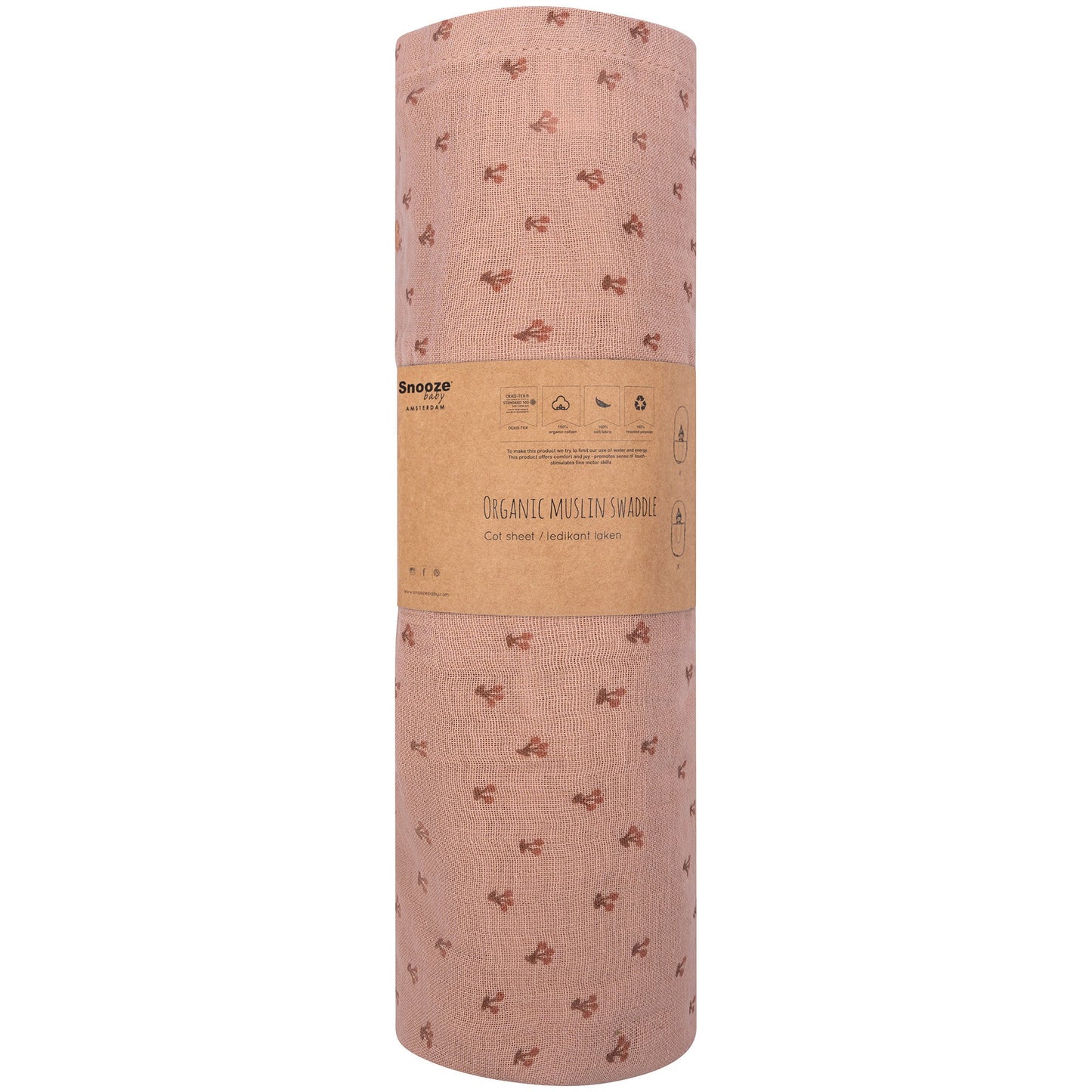 Muslin Cloth XL Baby 120x120 cm Organic Cherry Pink_Muslin Cloths_Snoozebaby