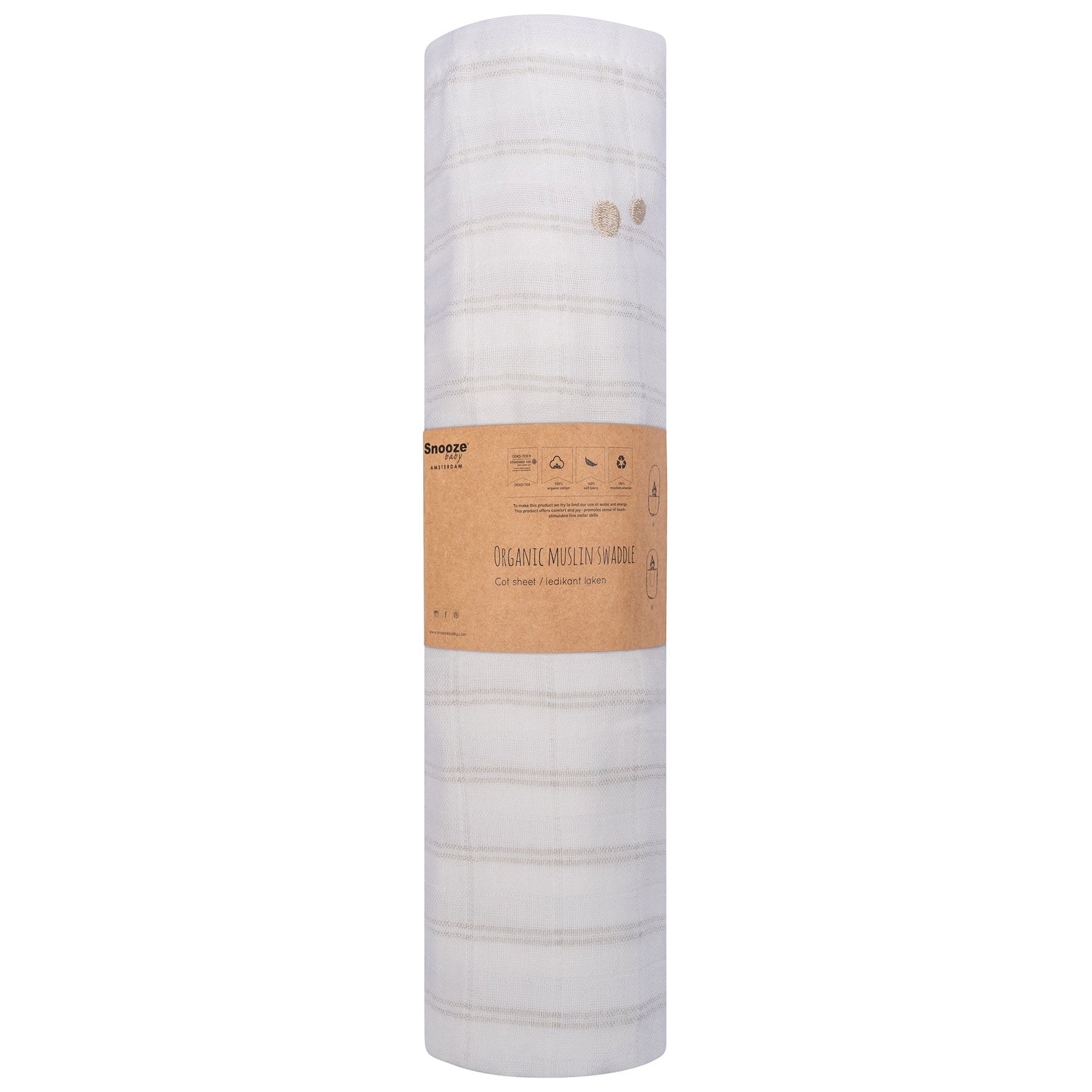 Muslin Cloth XL Baby 120x120 cm Organic Stone Beige_Muslin Cloths_Snoozebaby