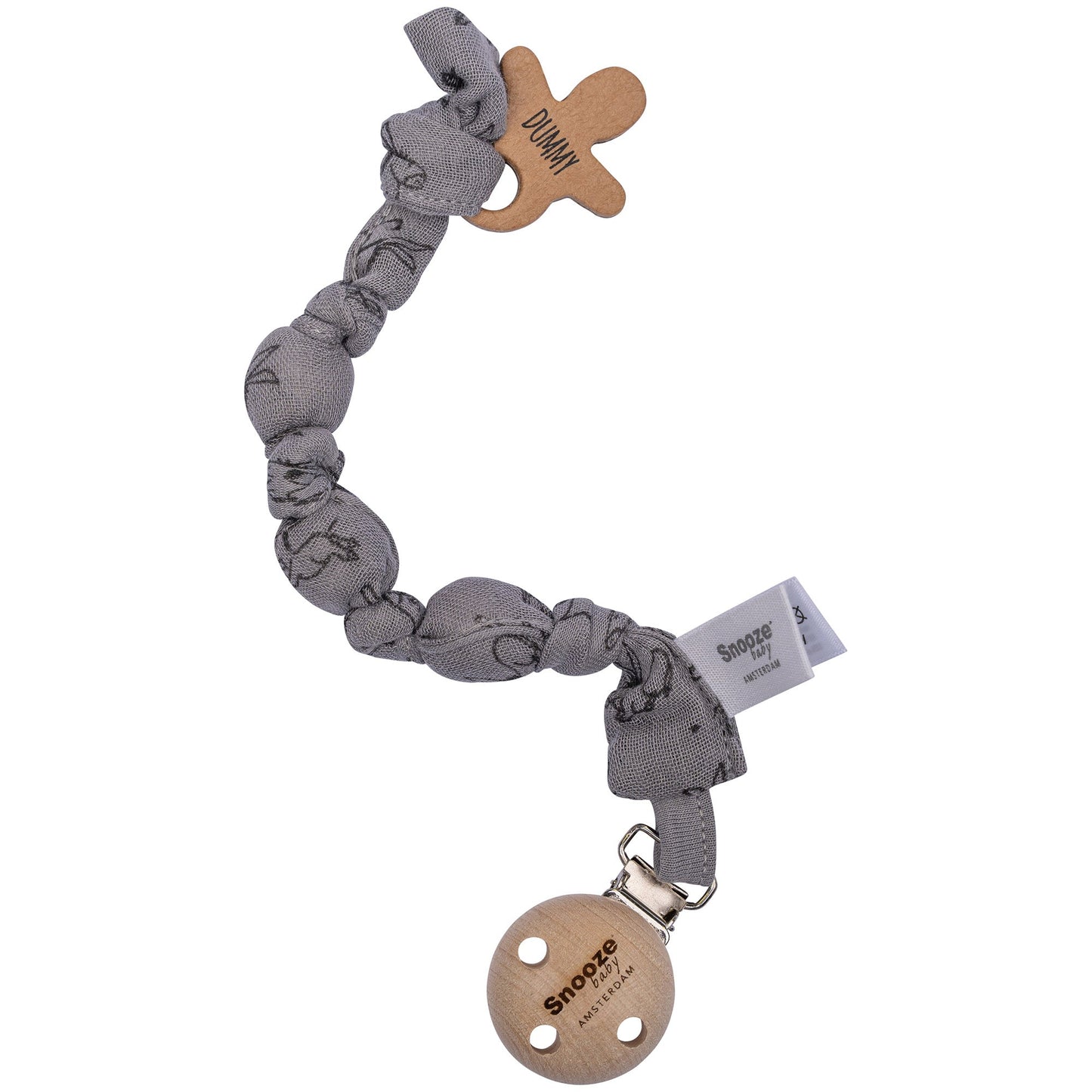 Pacifier Cord Baby Organic Cloudy Grey_Pacifier Cords_Snoozebaby