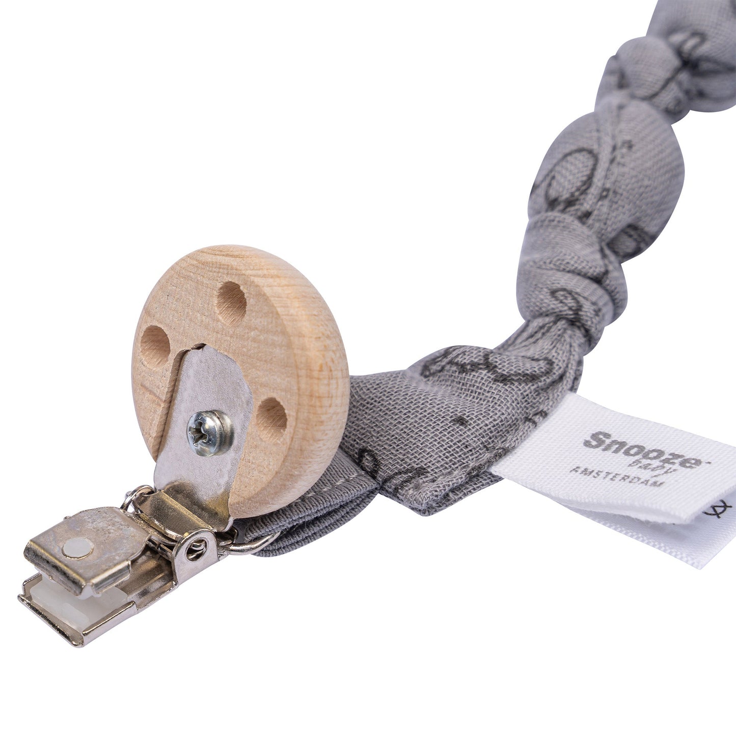 Pacifier Cord Baby Organic Cloudy Grey_Pacifier Cords_Snoozebaby