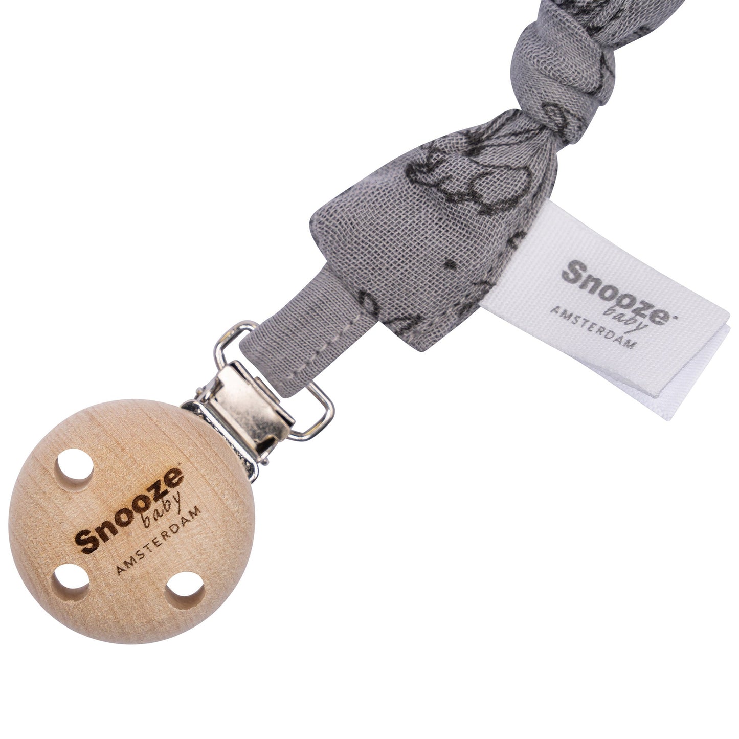 Pacifier Cord Baby Organic Cloudy Grey_Pacifier Cords_Snoozebaby