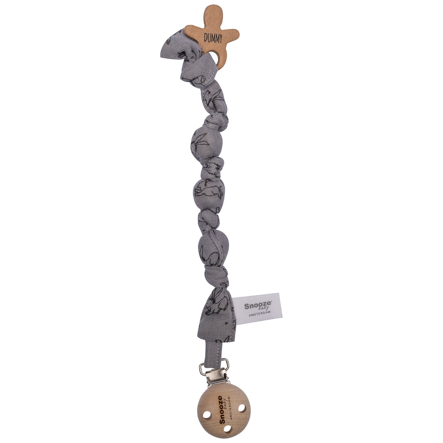 Pacifier Cord Baby Organic Cloudy Grey_Pacifier Cords_Snoozebaby
