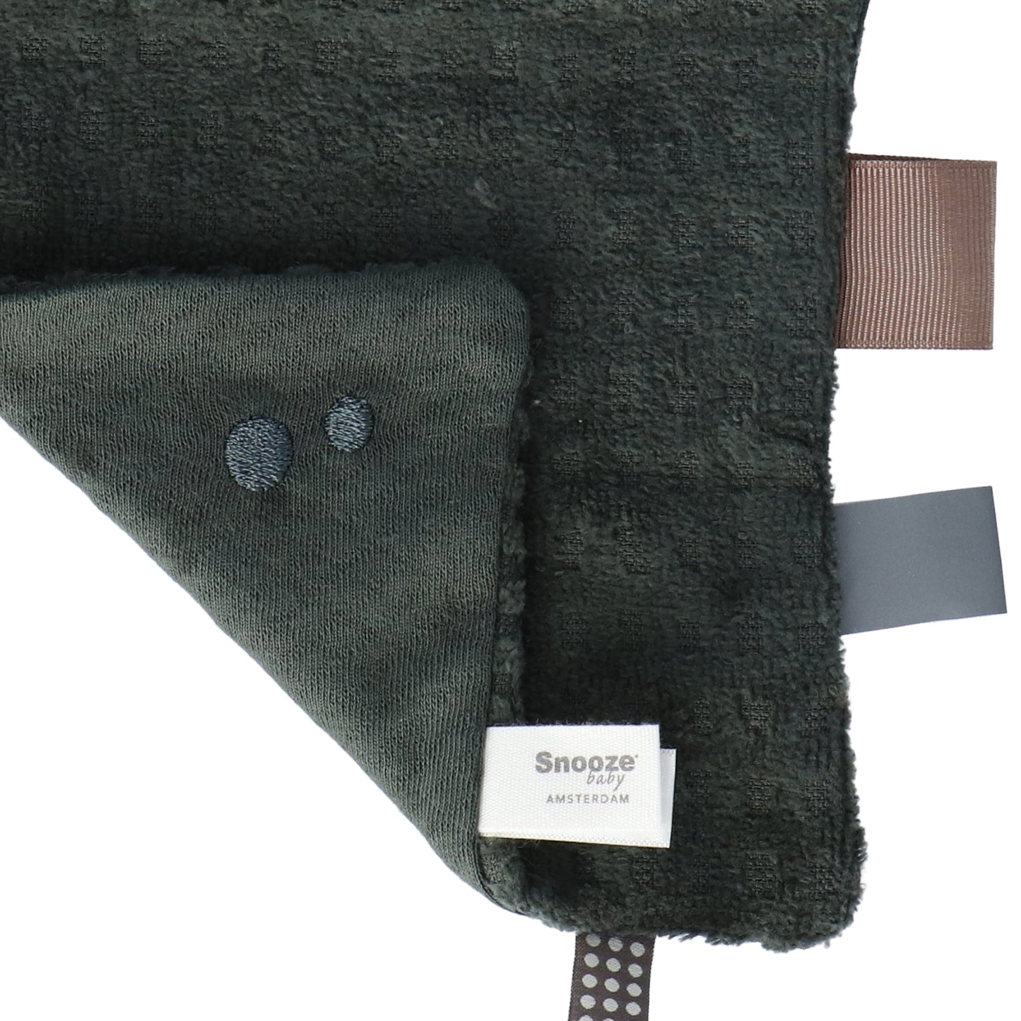 Doudou bébé 15x15 cm bio vert foncé_Doudou_Snoozebaby