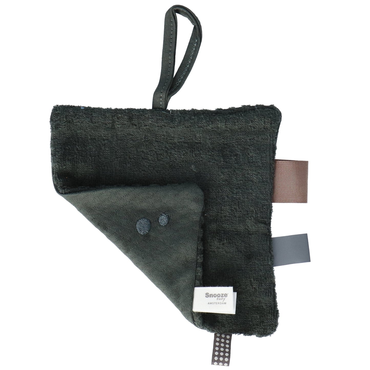 Doudou bébé 15x15 cm bio vert foncé_Doudou_Snoozebaby