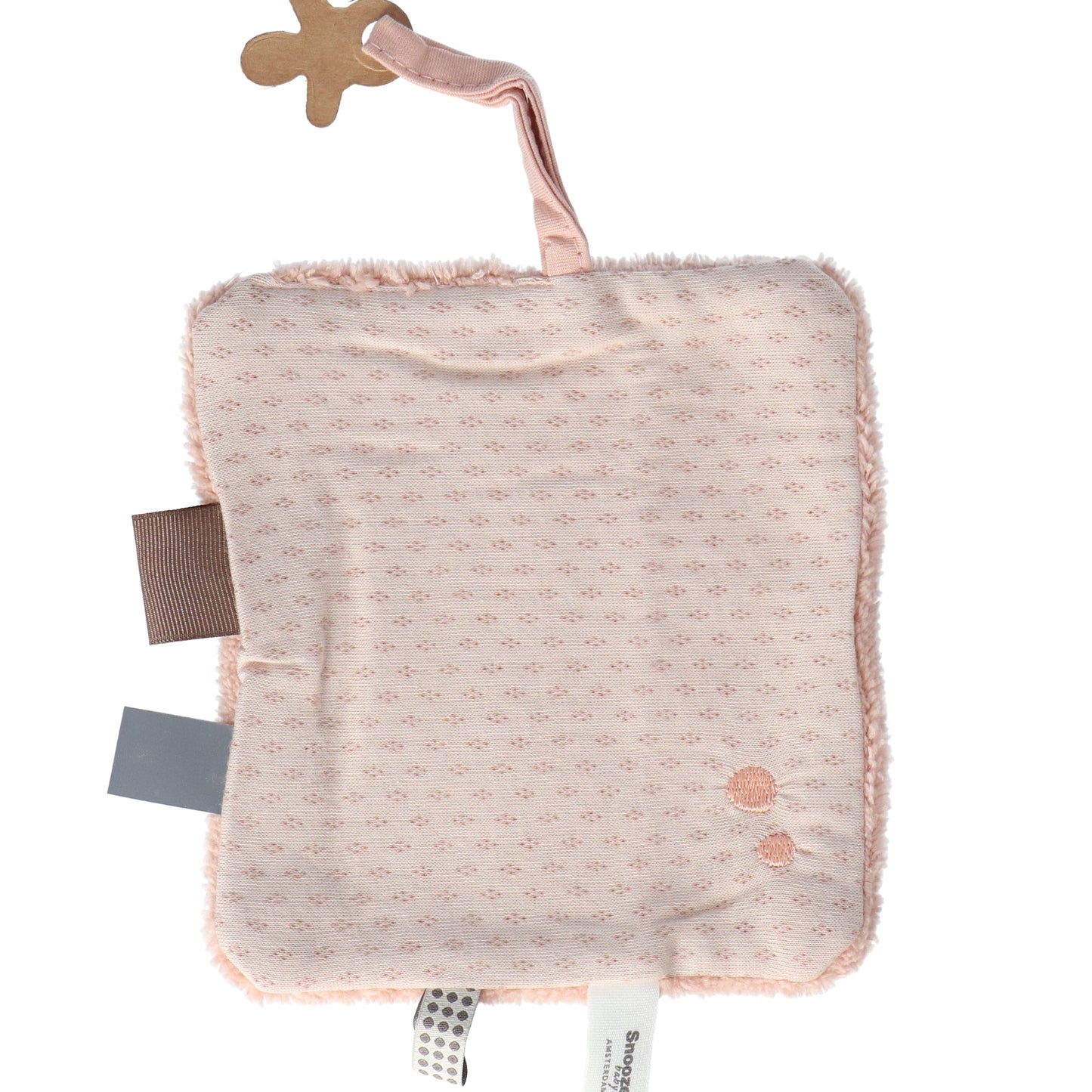 Doudou bébé 15x15 cm bio rouille lactée rose_Doudou_Snoozebaby