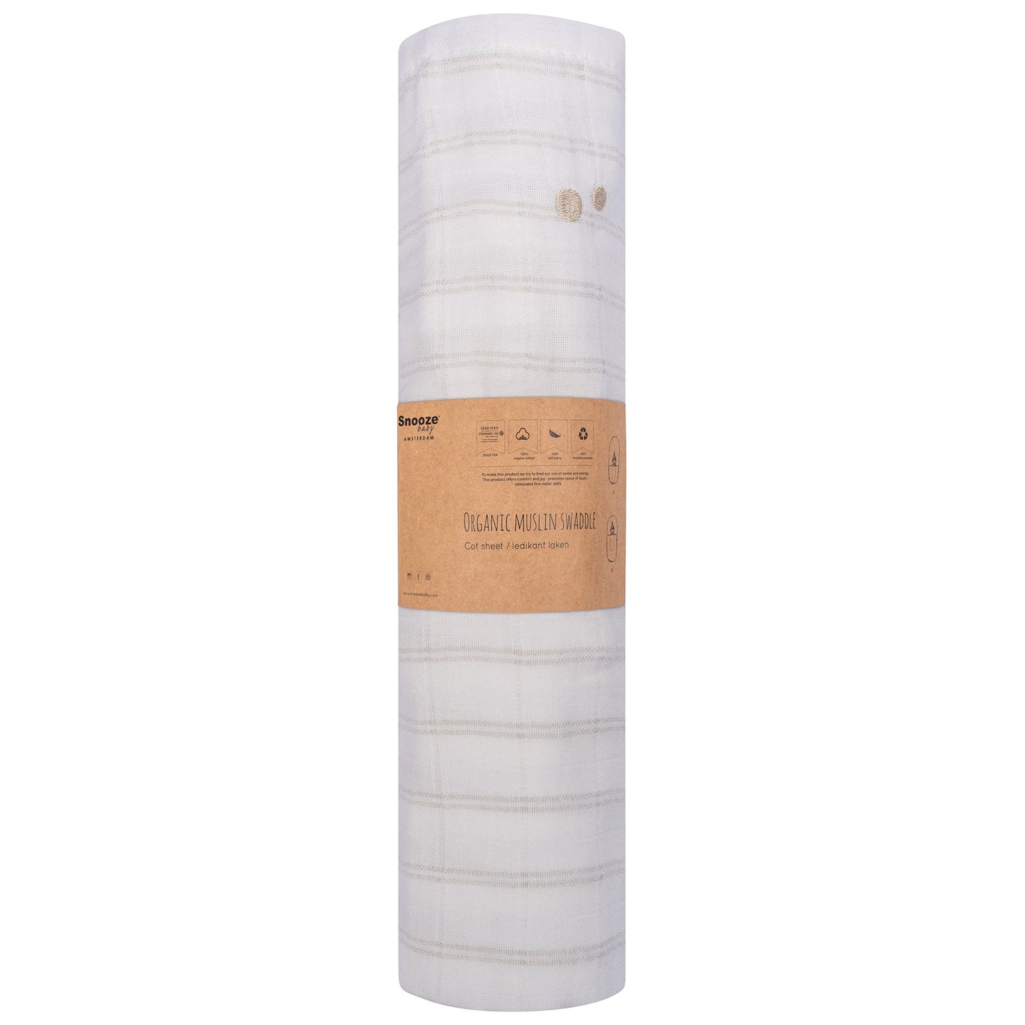 Hydrofiele doek XL Baby 120x120 cm Organic Stone Beige doeken_Snoozebaby