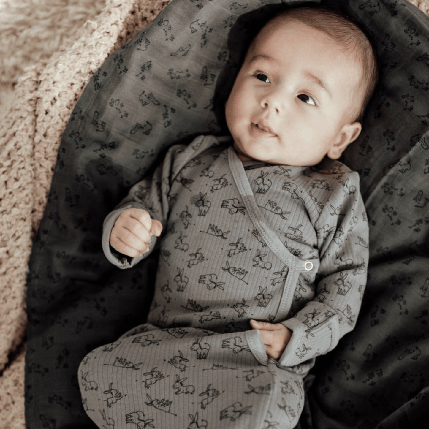 Baby Cocoon with Hat 0 - 3 months Cloudy Grey_Cocoons_Snoozebaby