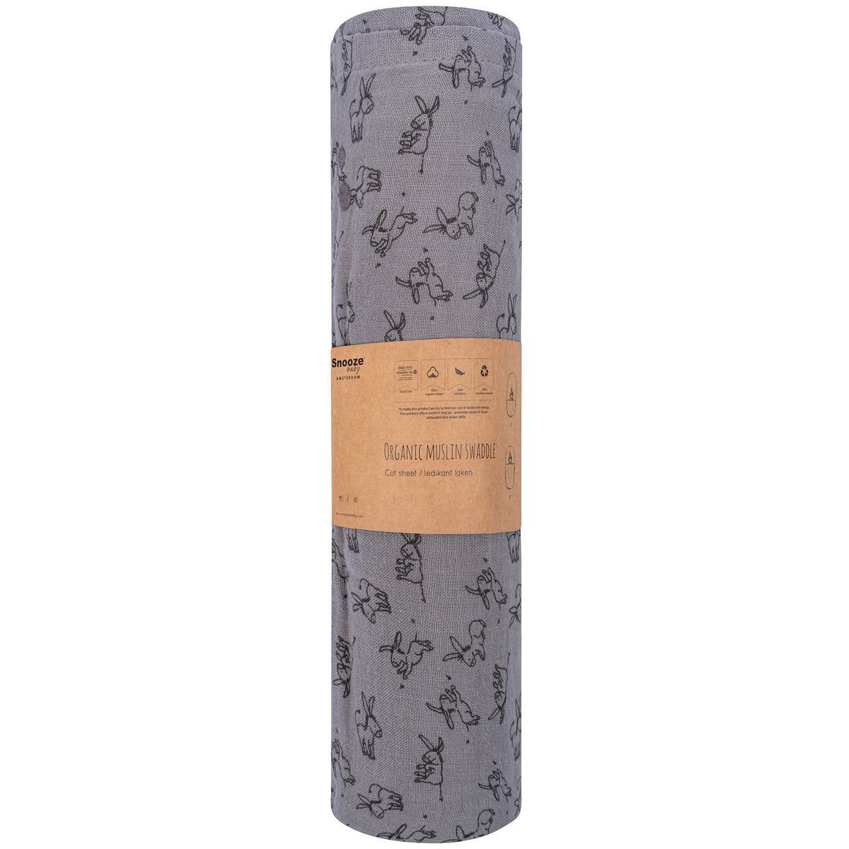 Muslin Cloth XL Baby120x120 cm Organic Cloudy Grey_Muslin Cloths_Snoozebaby