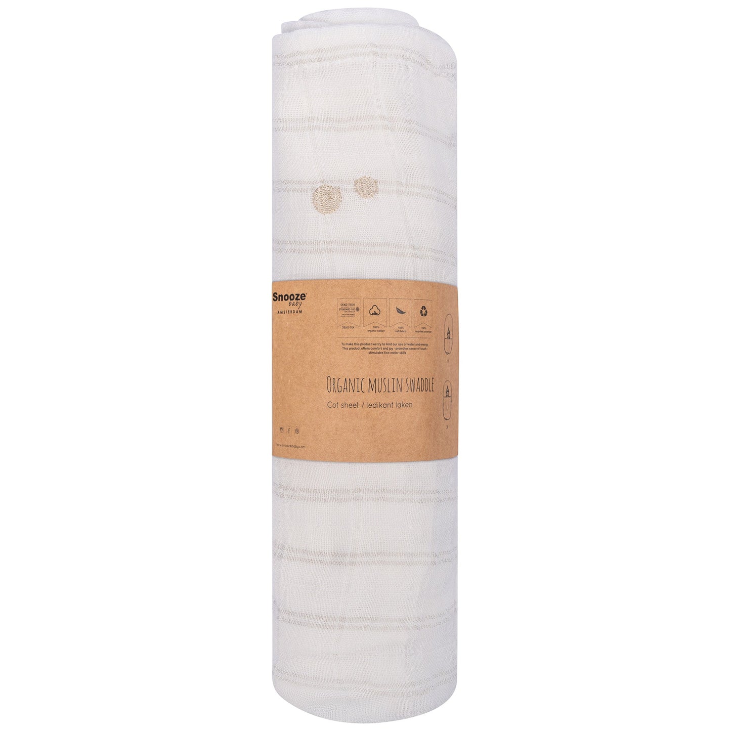 Muslin Cloth Baby 80x80 cm Organic Stone Beige_Muslin Cloths_Snoozebaby