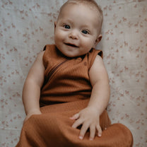 Sleepsuit Baby TOG 1.0 Spring and Summer 3 - 9 Months Toffee Brown_Sleepsuits_Snoozebaby