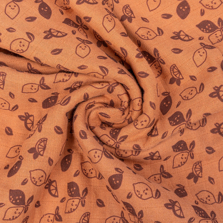 Muslin Cloth XL Baby 120x120 cm Organic Toffee Lemon Brown_Muslin Cloths_Snoozebaby