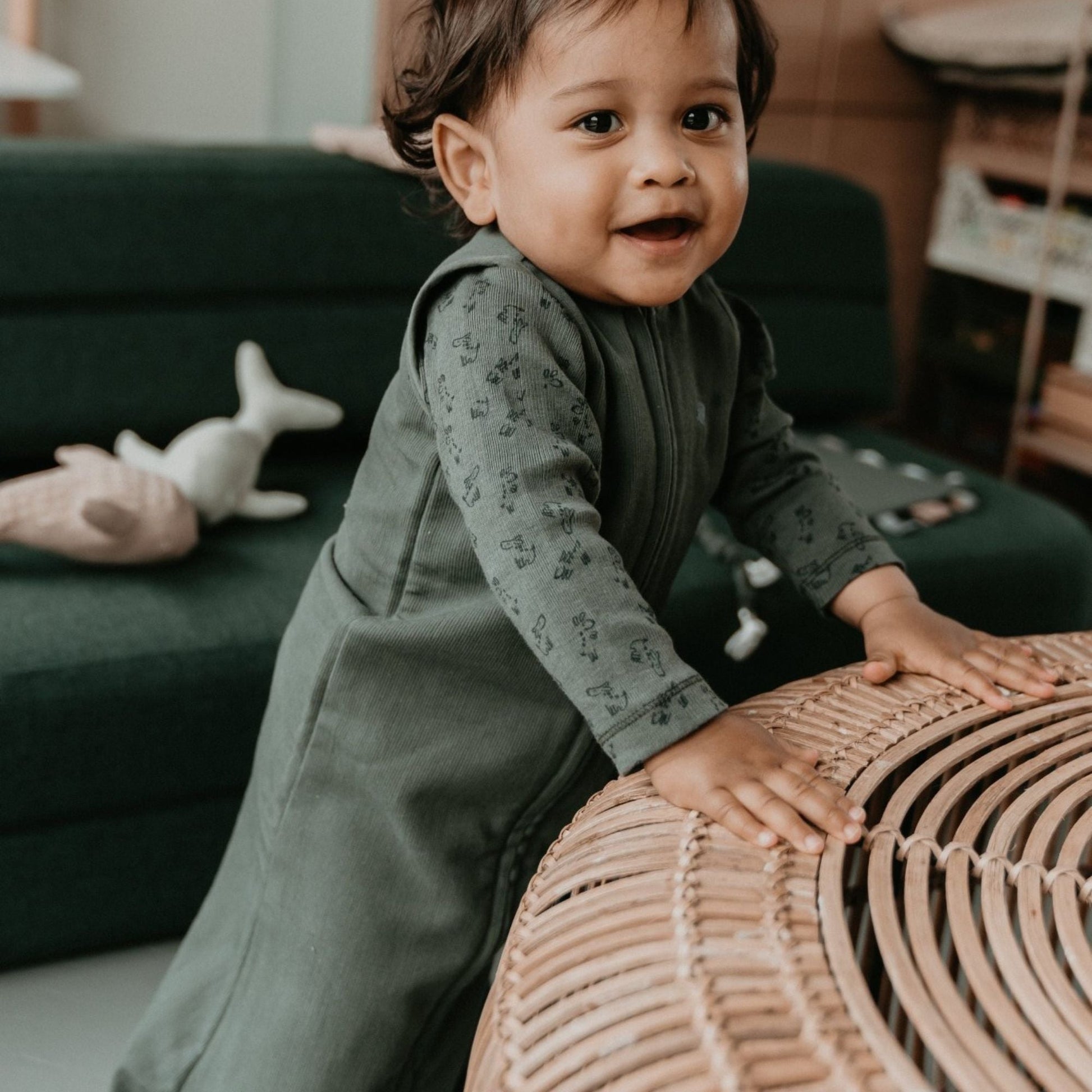 Sleepsuit Baby TOG 0.5 Spring and Summer 3 - 9 Months Dark Green_Sleepsuits_Snoozebaby