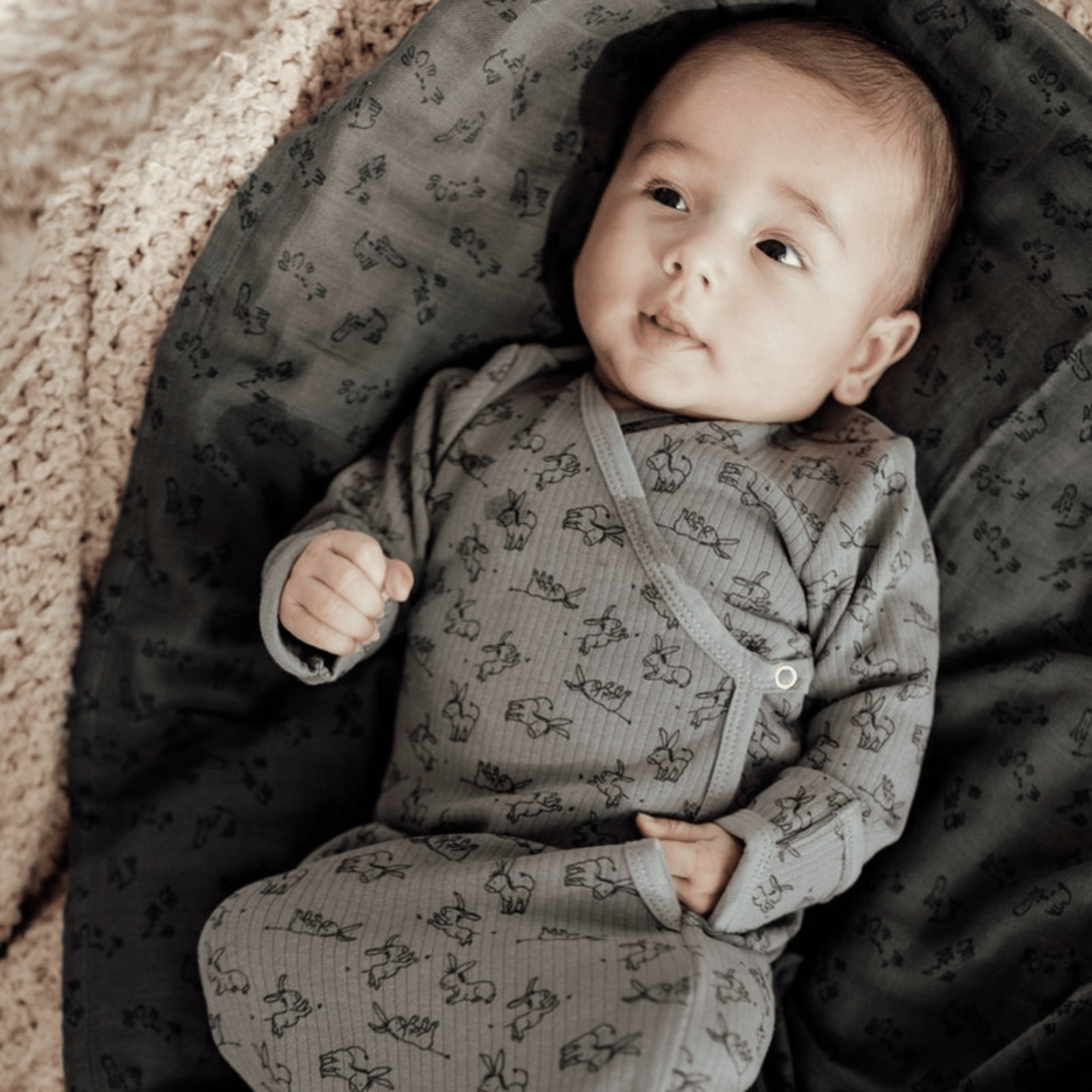 Baby Cocoon with Hat 0 - 3 months Cloudy Grey_Cocoons_Snoozebaby