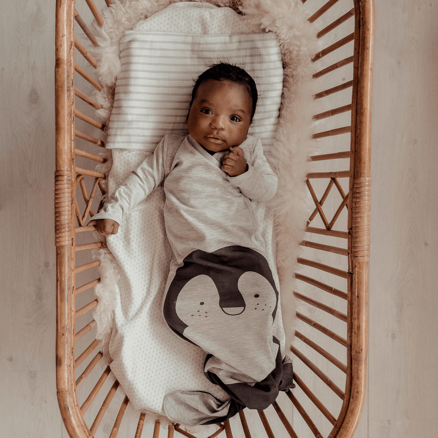 Baby Cocoon with Hat 0 - 3 months Grey Melange Pinguin_Cocoons_Snoozebaby
