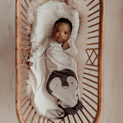 Baby Cocoon with Hat 0 - 3 months Grey Melange Pinguin_Cocoons_Snoozebaby
