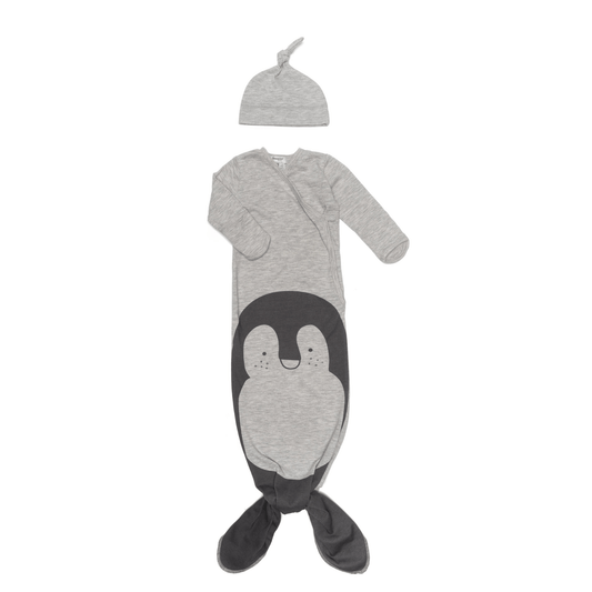 Baby Cocoon with Hat 0 - 3 months Grey Melange Pinguin_Cocoons_Snoozebaby