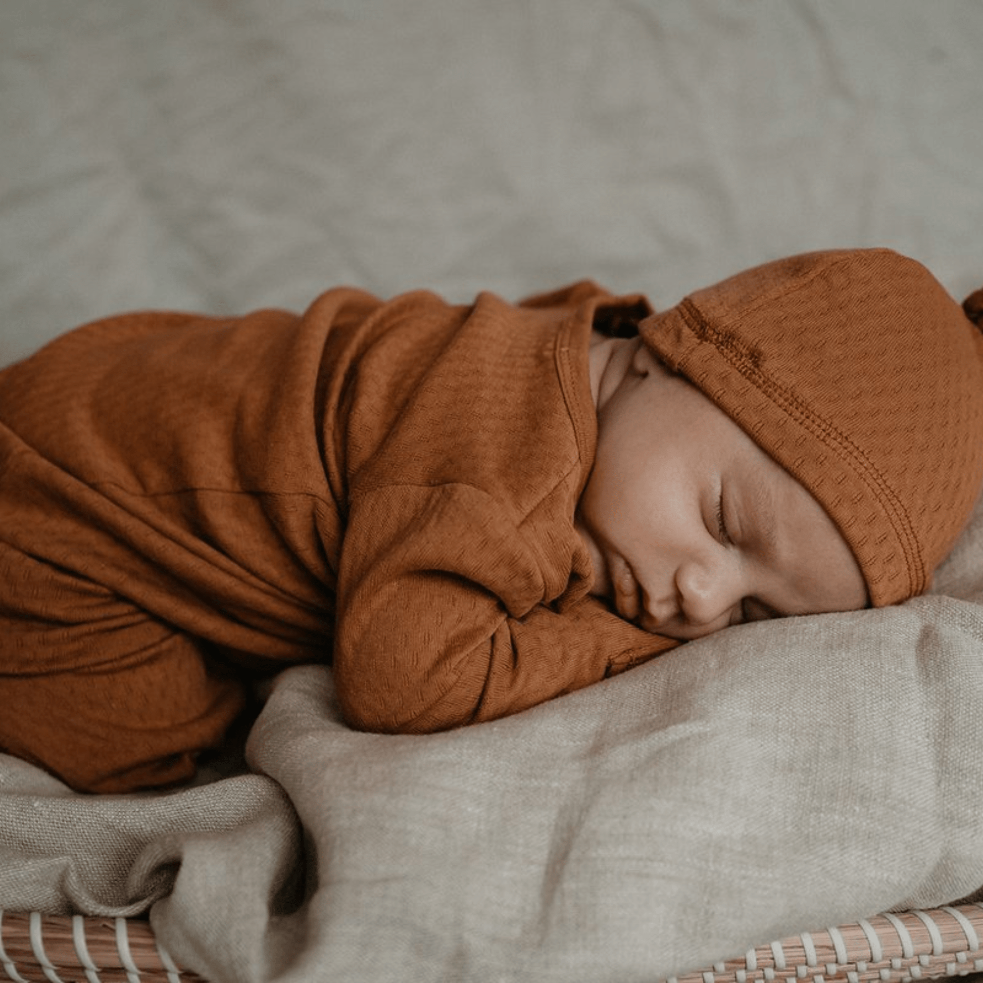 Baby Cocoon with Hat 0 - 3 months Toffee Brown_Cocoons_Snoozebaby