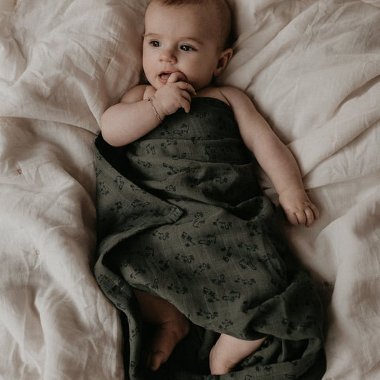 Muslin Cloth Baby 80x80 cm Organic Dark Green_Muslin Cloths_Snoozebaby