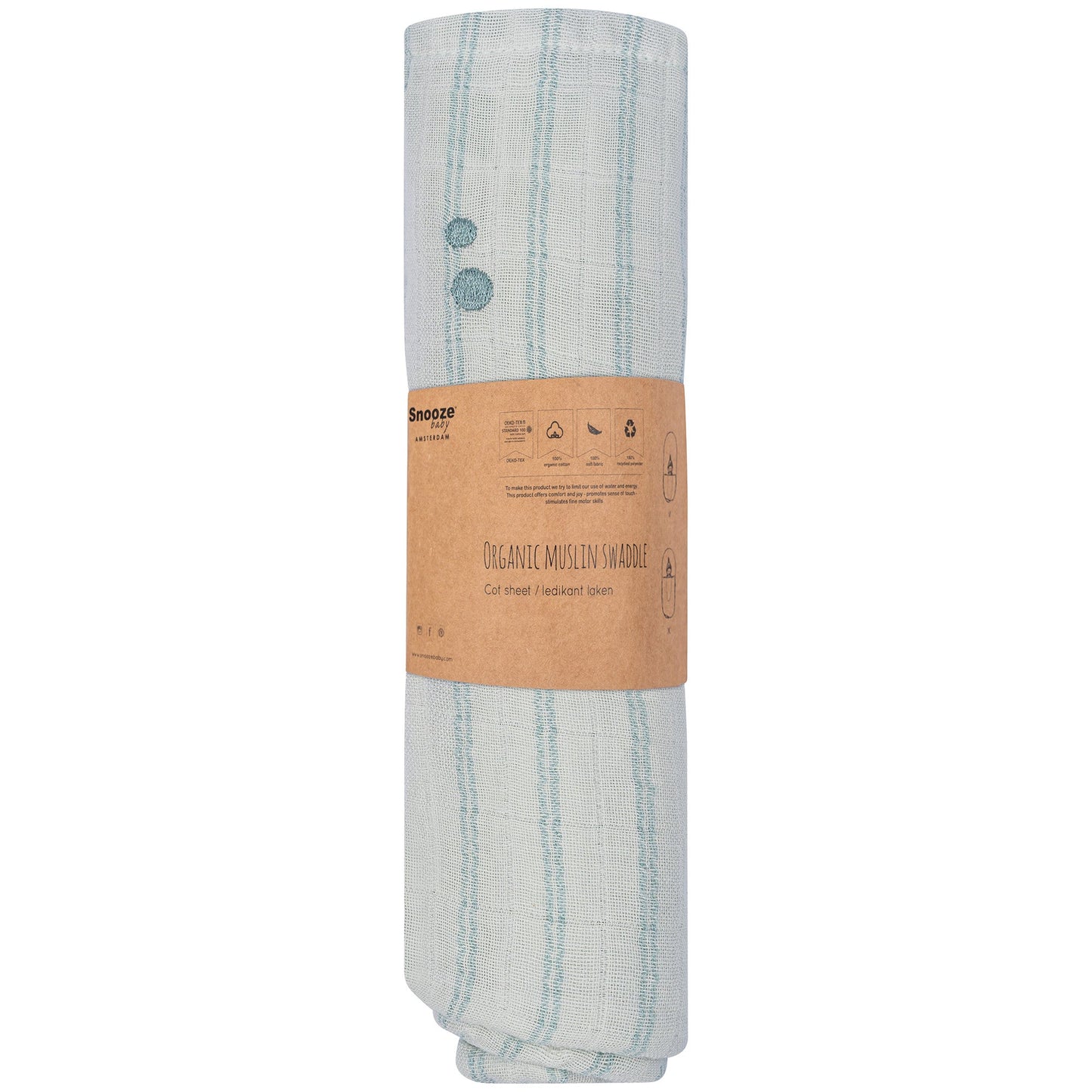 Muslin Cloth Baby 80x80 cm Organic Smokey Green_Muslin Cloths_Snoozebaby