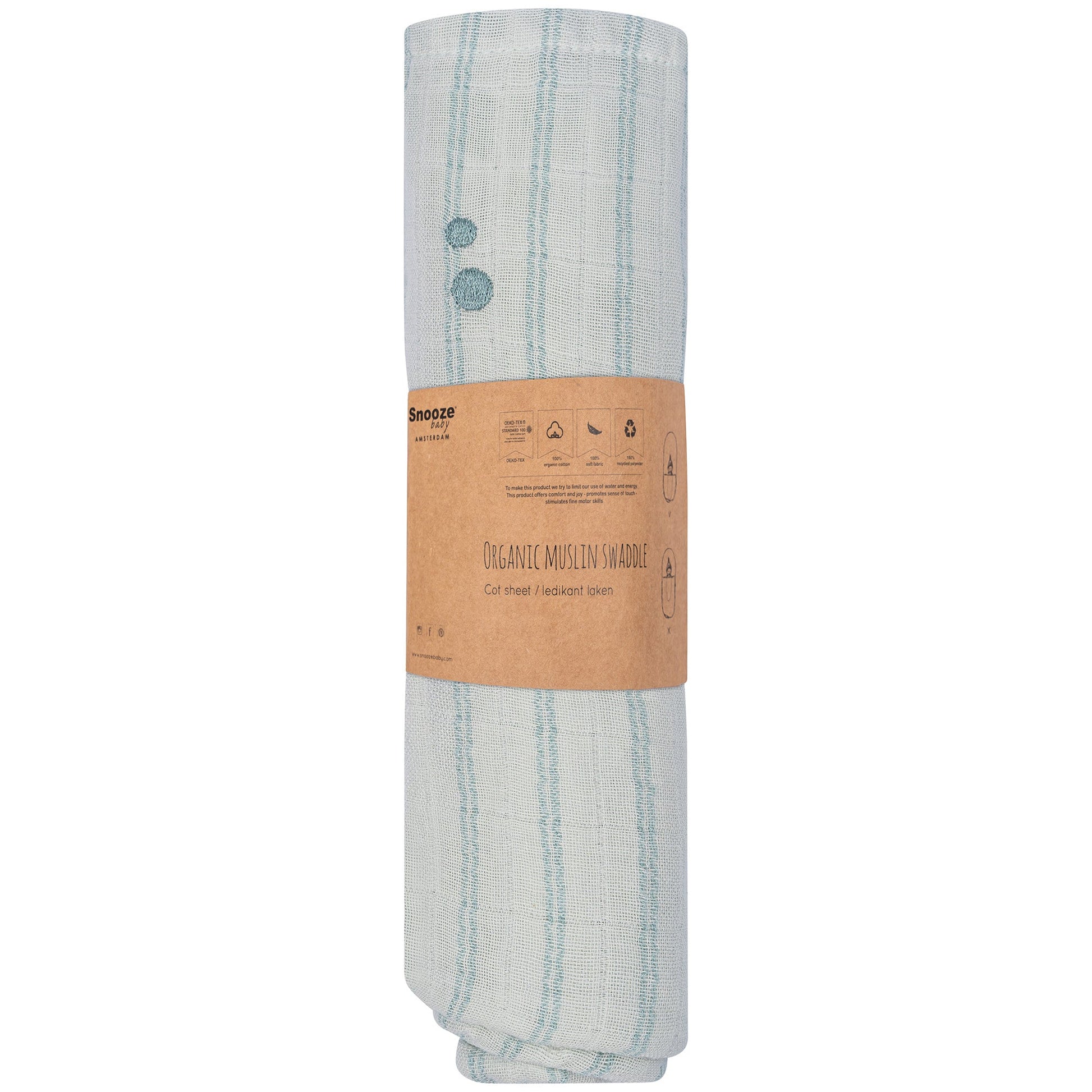 Muslin Cloth Baby 80x80 cm Organic Smokey Green_Muslin Cloths_Snoozebaby