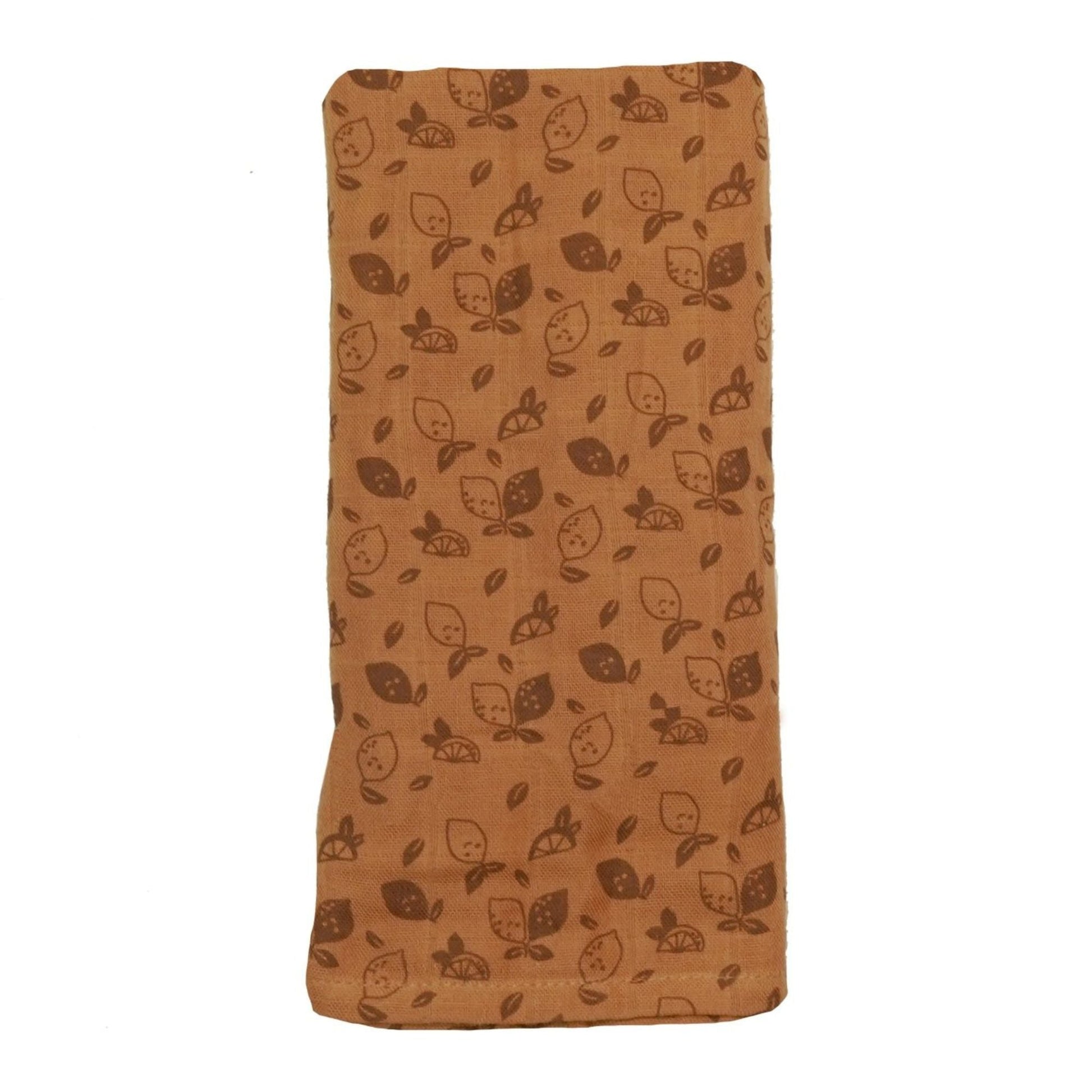 Muslin Cloth Baby 80x80 cm Organic Toffee Lemon Brown_Muslin Cloths_Snoozebaby