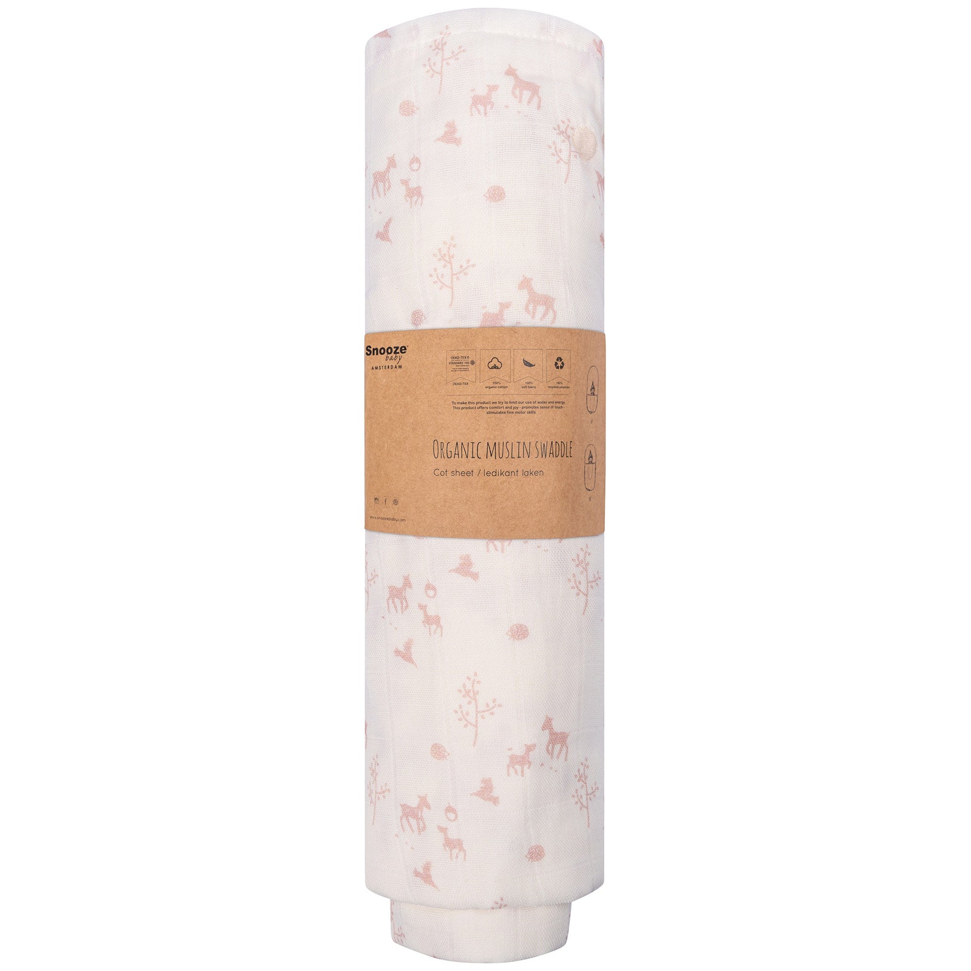 Muslin Cloth XL Baby 120x120 cm Organic Blush Springtime White_Muslin Cloths_Snoozebaby