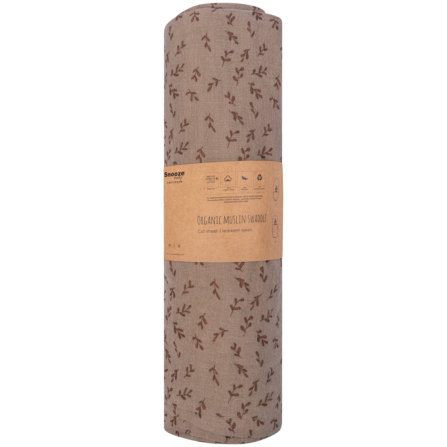 Muslin Cloth XL Baby 120x120 cm Organic Hazel Brown_Muslin Cloths_Snoozebaby