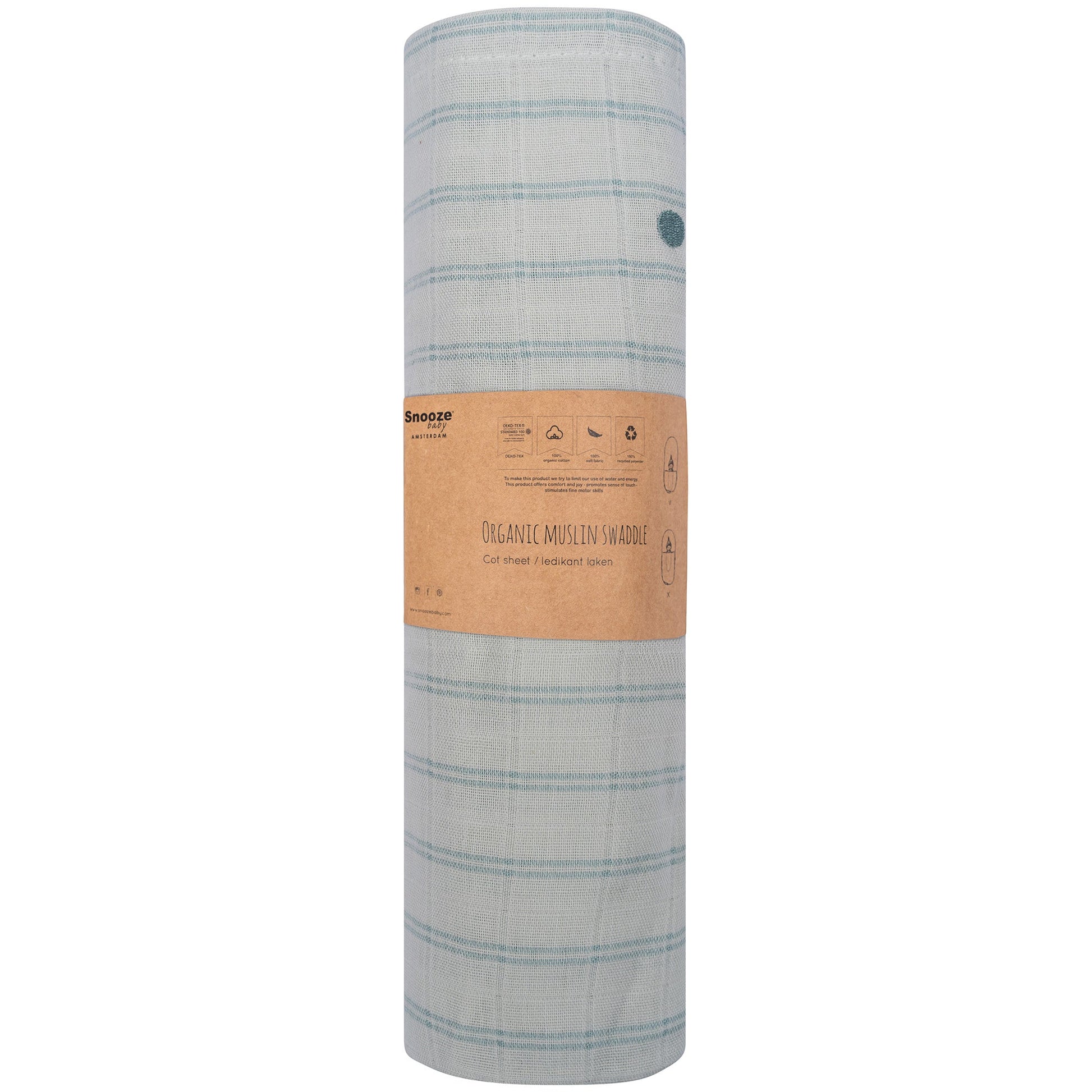 Muslin Cloth XL Baby 120x120 cm Organic Smokey Green_Muslin Cloths_Snoozebaby