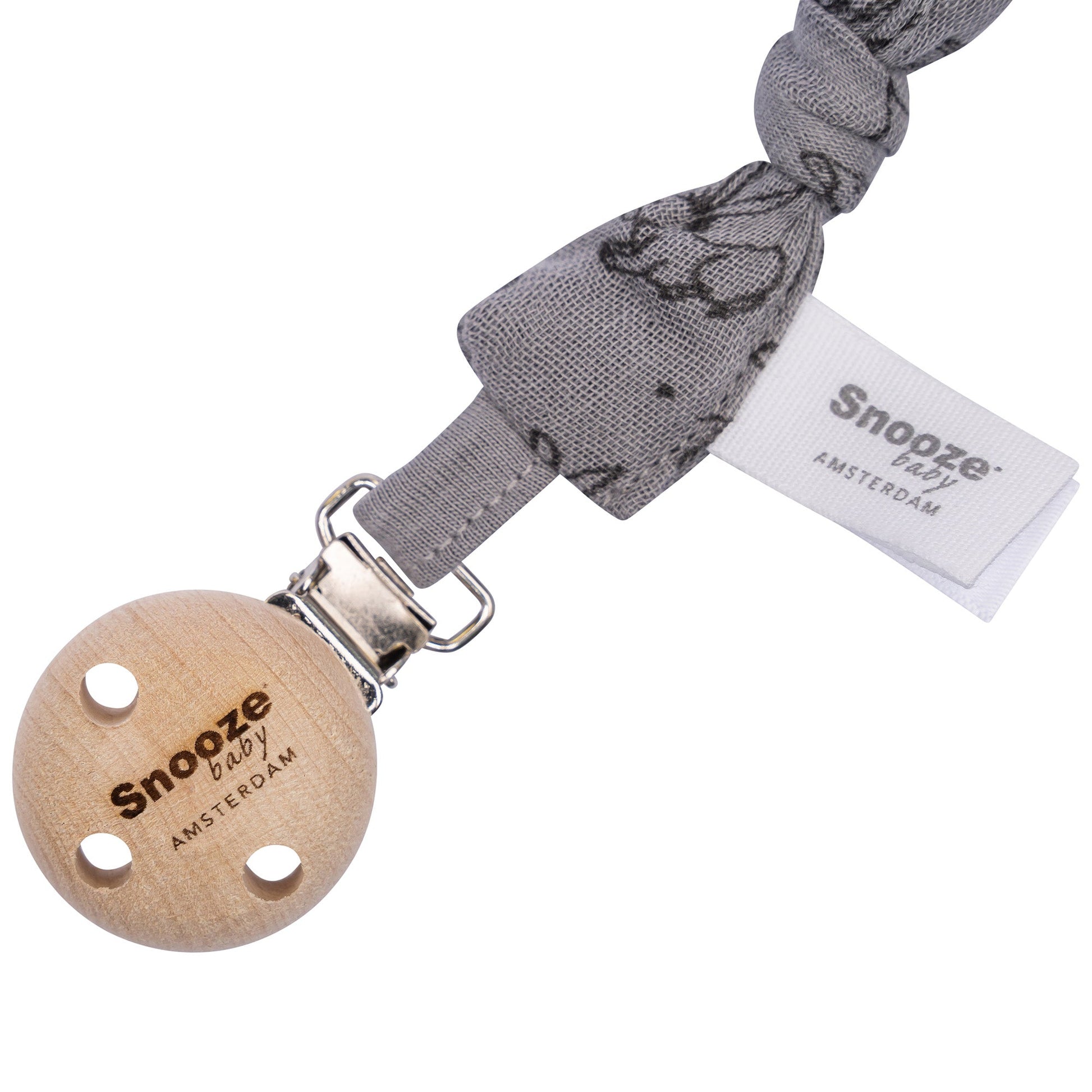 Pacifier Cord Baby Organic Cloudy Grey_Pacifier Cords_Snoozebaby