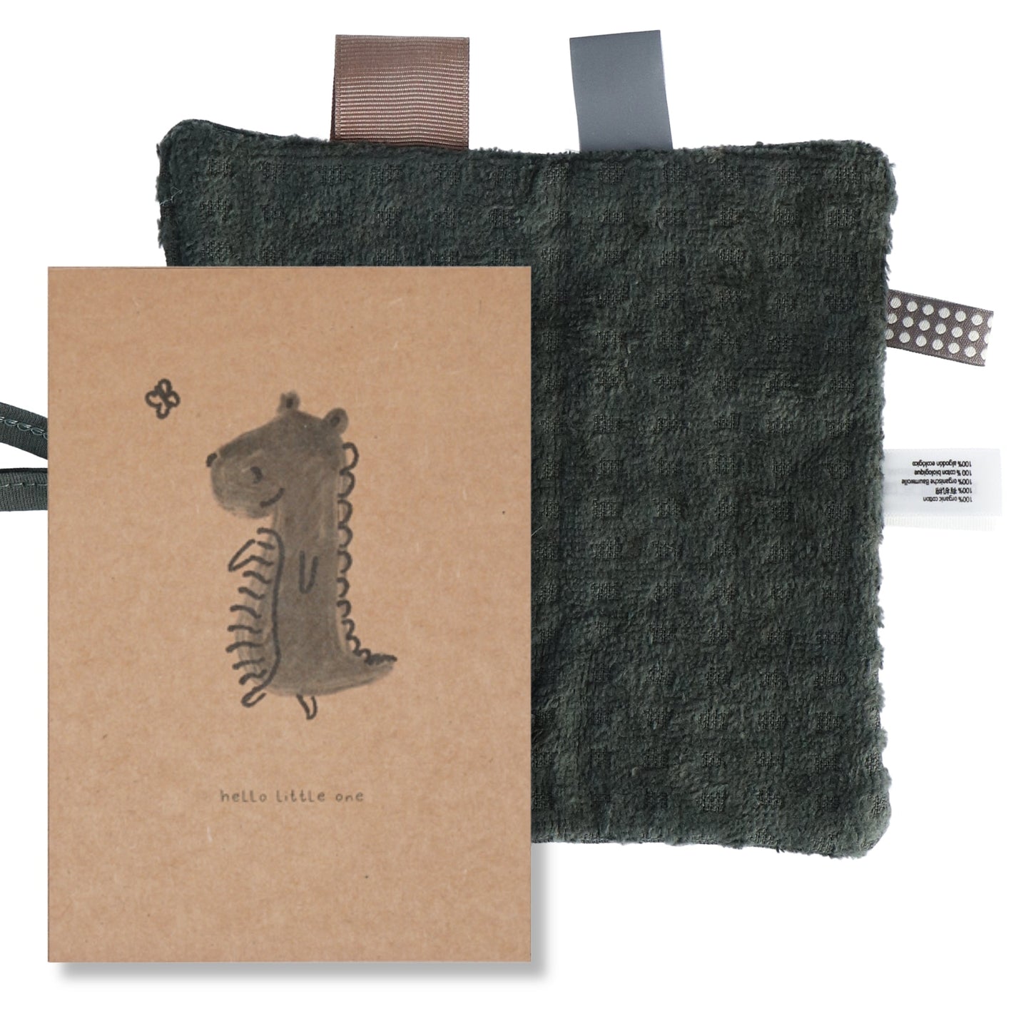 Doudou bébé 15x15 cm bio vert foncé_Doudou_Snoozebaby