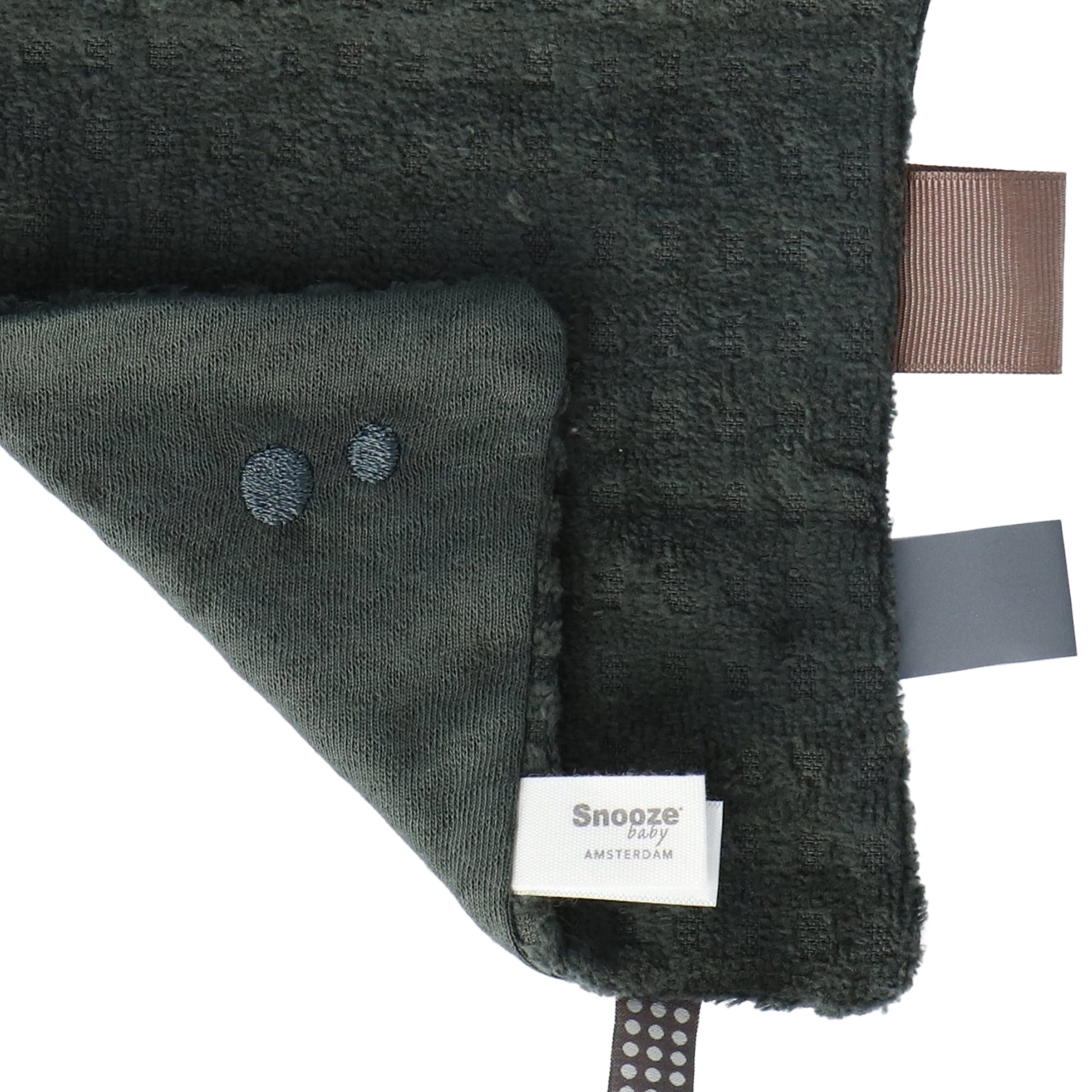 Doudou bébé 15x15 cm bio vert foncé_Doudou_Snoozebaby