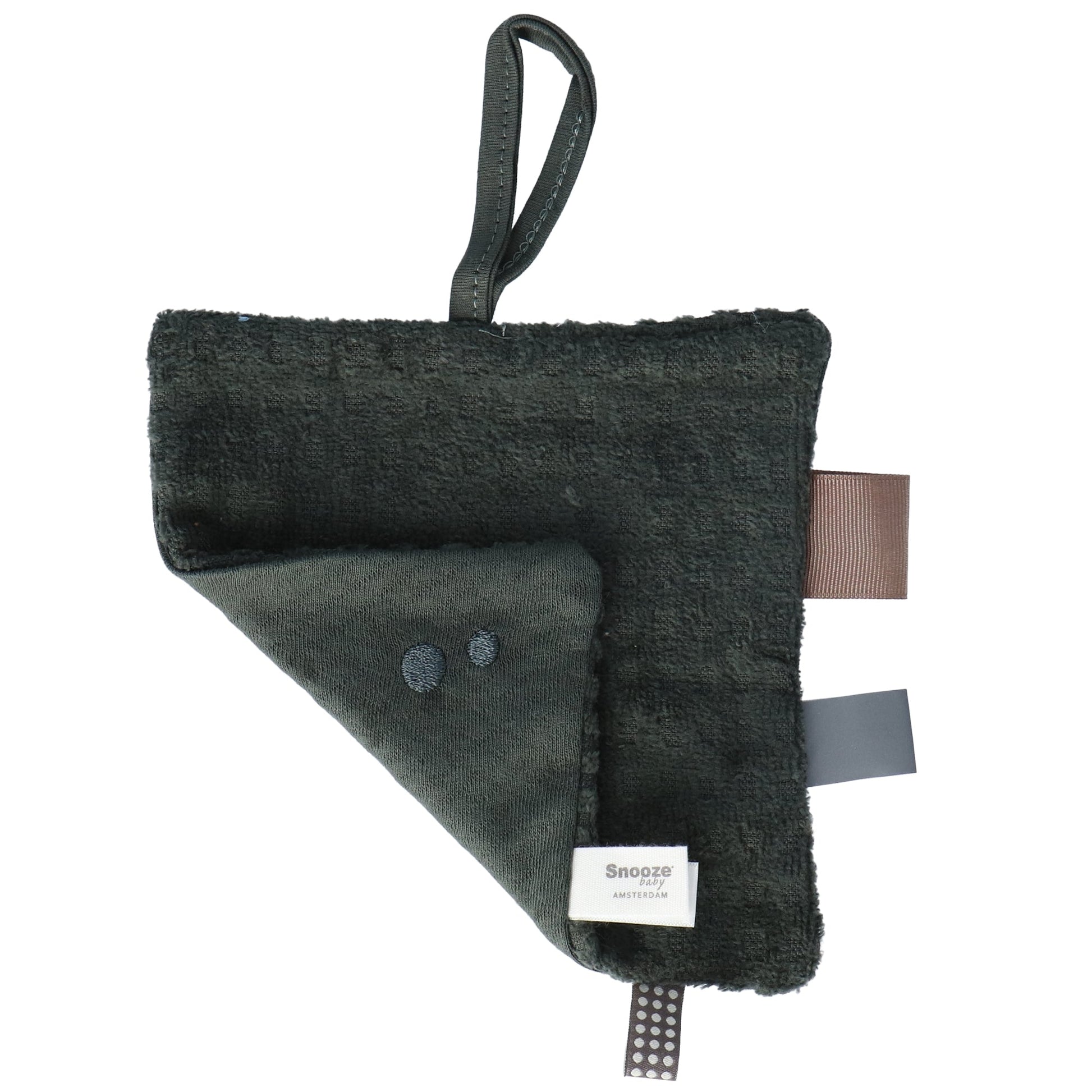 Doudou bébé 15x15 cm bio vert foncé_Doudou_Snoozebaby