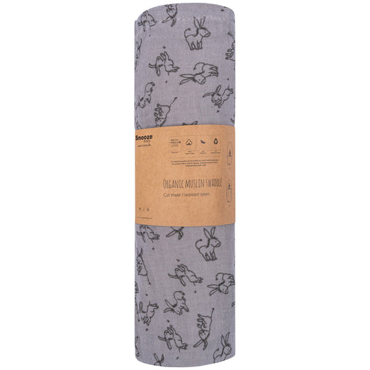 Hydrofiele doek Baby 80x80 cm Organic Cloudy Grey Grijs Doekjes_Snoozebaby